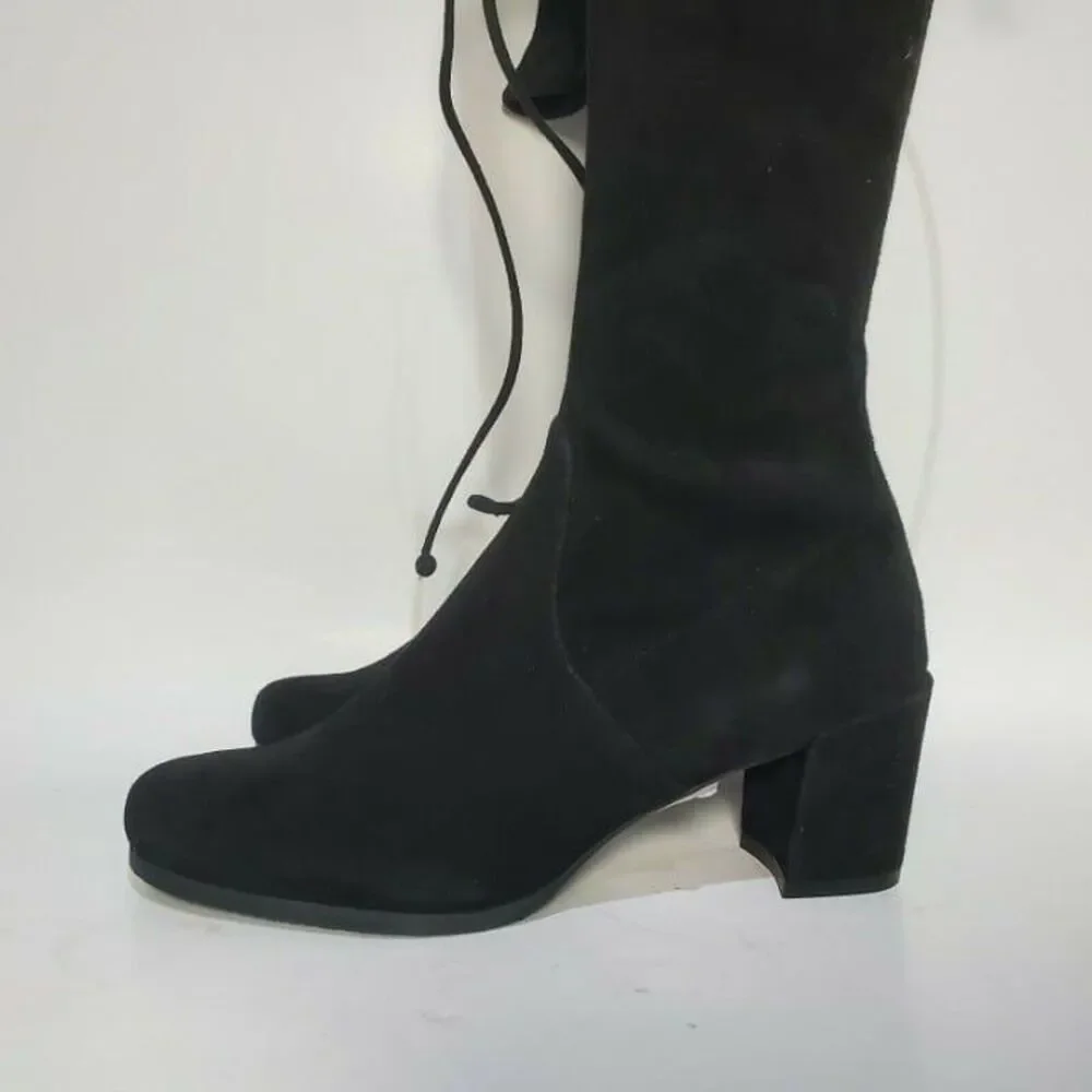 Stuart Weitzman women OTK boots Hinterland black suede heel sz 8.5 new